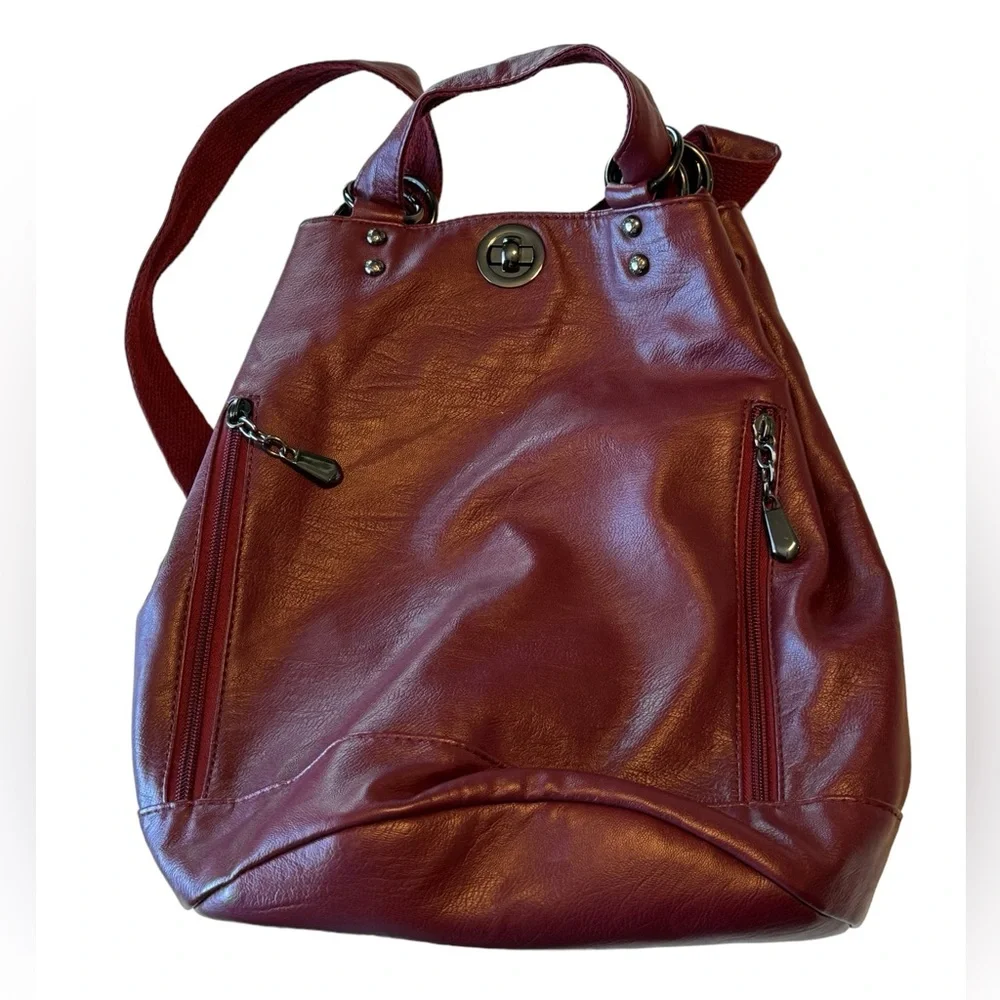 Nice Maroon Burgundy Backpack / Shoulder Bag Hobo Women’s Purse MINTY